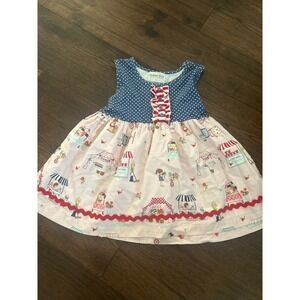 Madison Grace Girls baby doll top Size 10 Patriotic Market Stand Print Ruffle